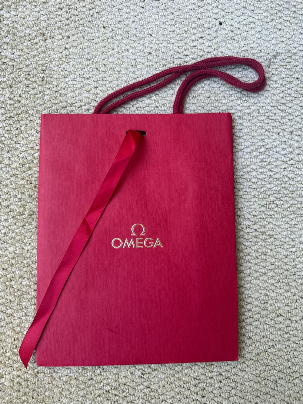 Omega Red Gift Tote with Gold Logo